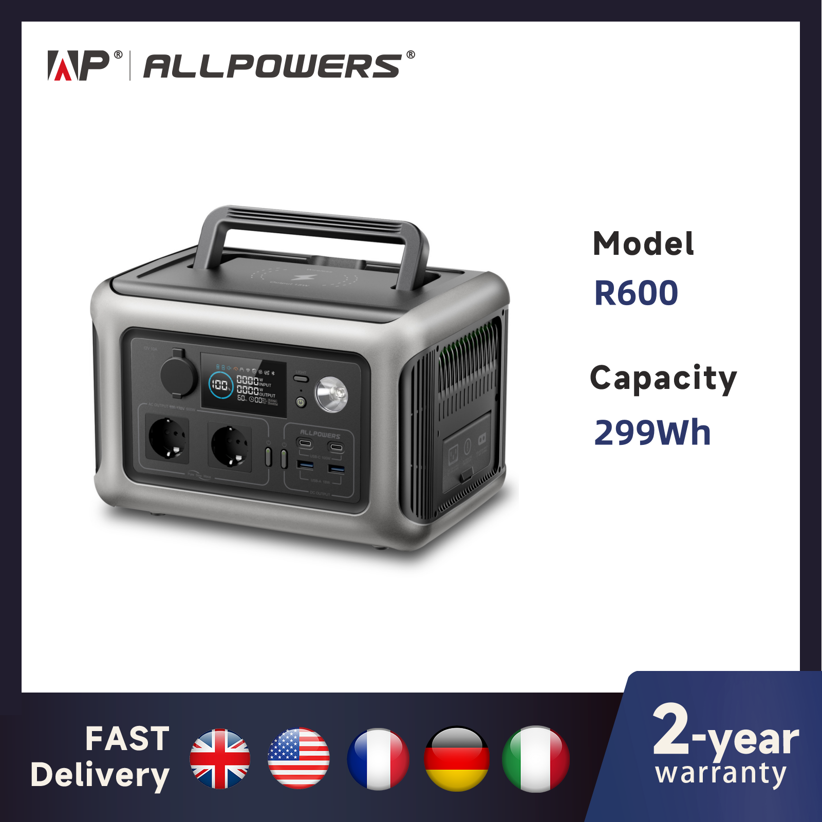 Lifepo4 Battery Pack - ALLPOWERS Portable Power Station R600, 299Wh