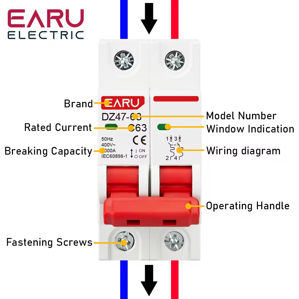DZ47 1P 2P 3P 4P 3A-63A AC 230 - Din Rail Circuit Breaker avis et prix