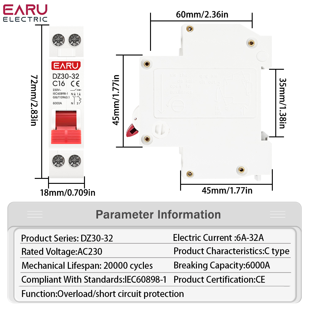 DZ30-32 DPN 1P+N Mini Circuit  - Din Rail Circuit Breaker avis et prix