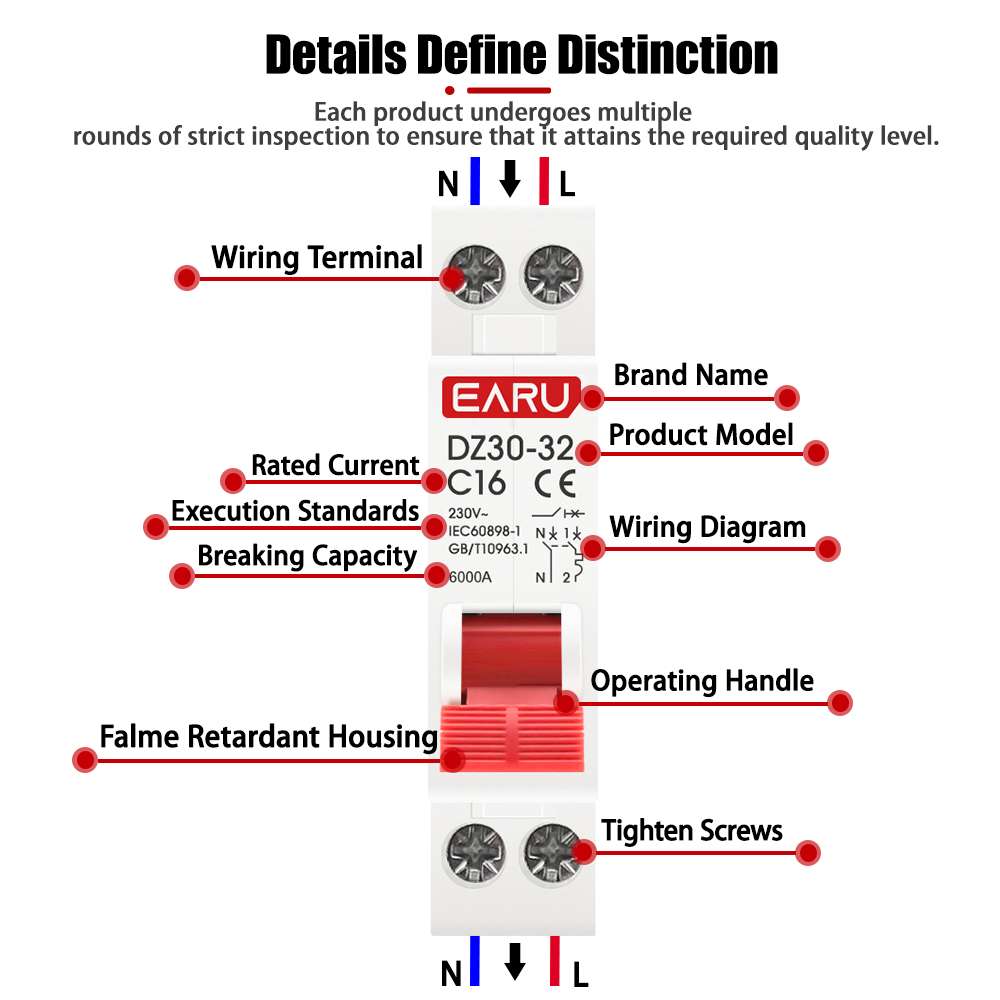 DZ30-32 DPN 1P+N Mini Circuit  - Din Rail Circuit Breaker avis et prix