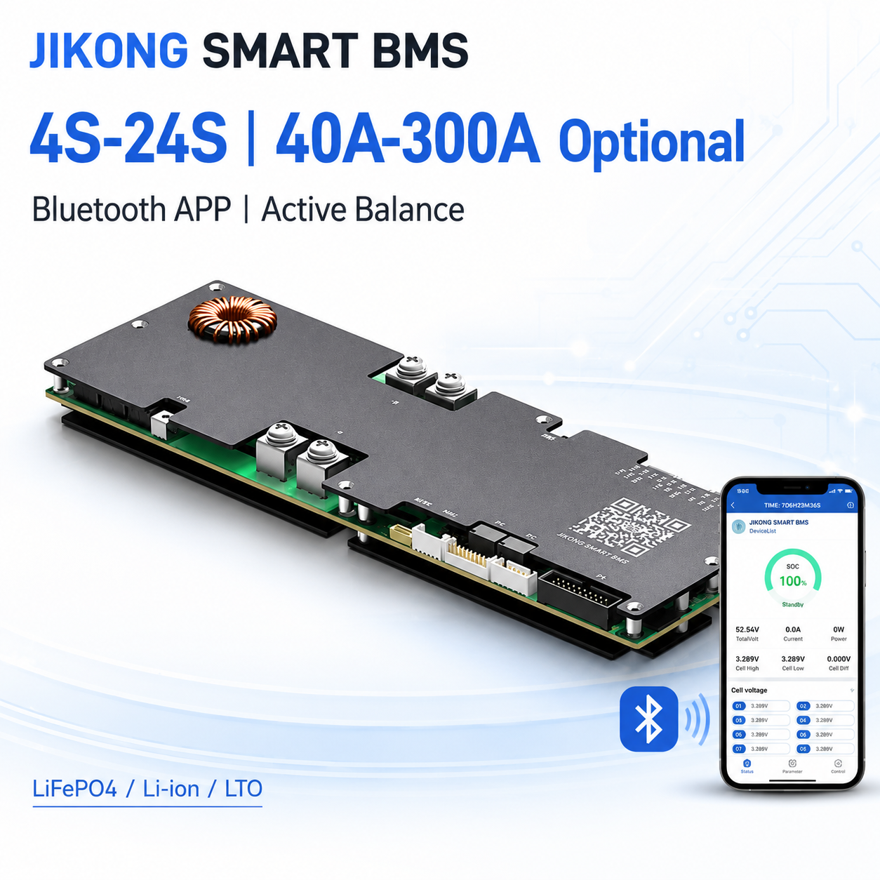 PB2A16S20P JKBMS 16S 200A Bms  - Lifepo4 Battery Pack avis et prix