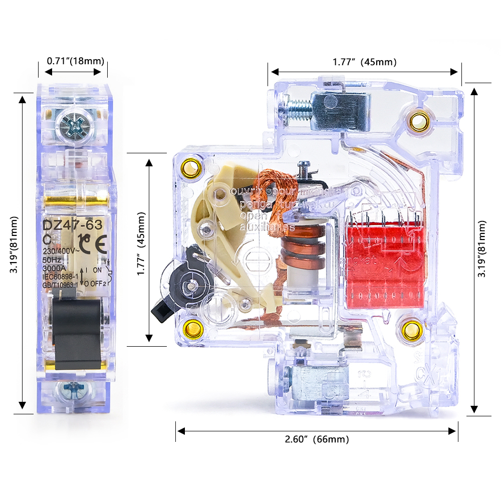 DZ47-63 Transparent Miniature  - Din Rail Circuit Breaker avis et prix