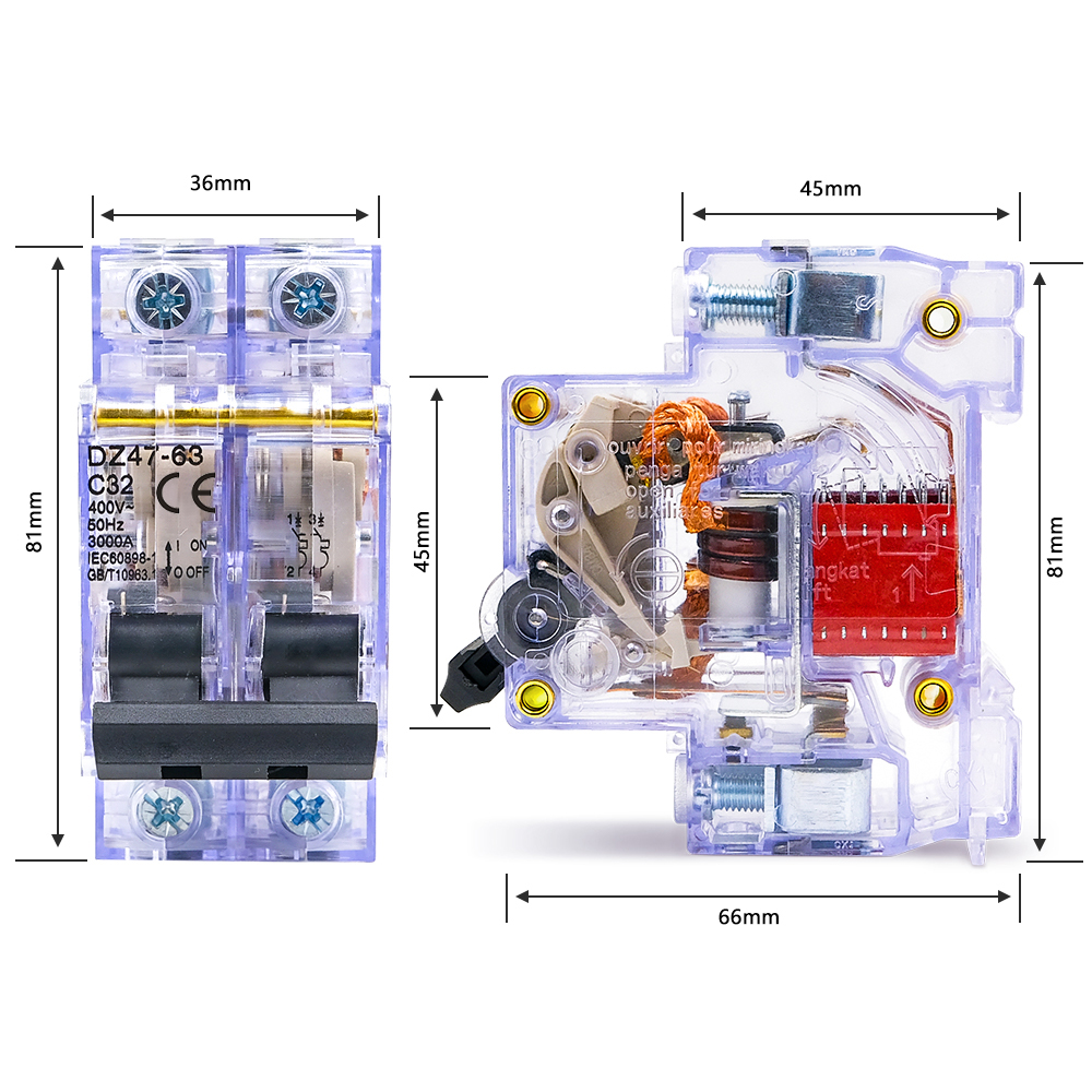 DZ47-63 Transparent Miniature  - Din Rail Circuit Breaker avis et prix